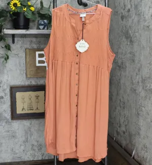 Knox Rose Plus Size Sleeveless Smocked Button-Down Dress 83895507 Brown 1X