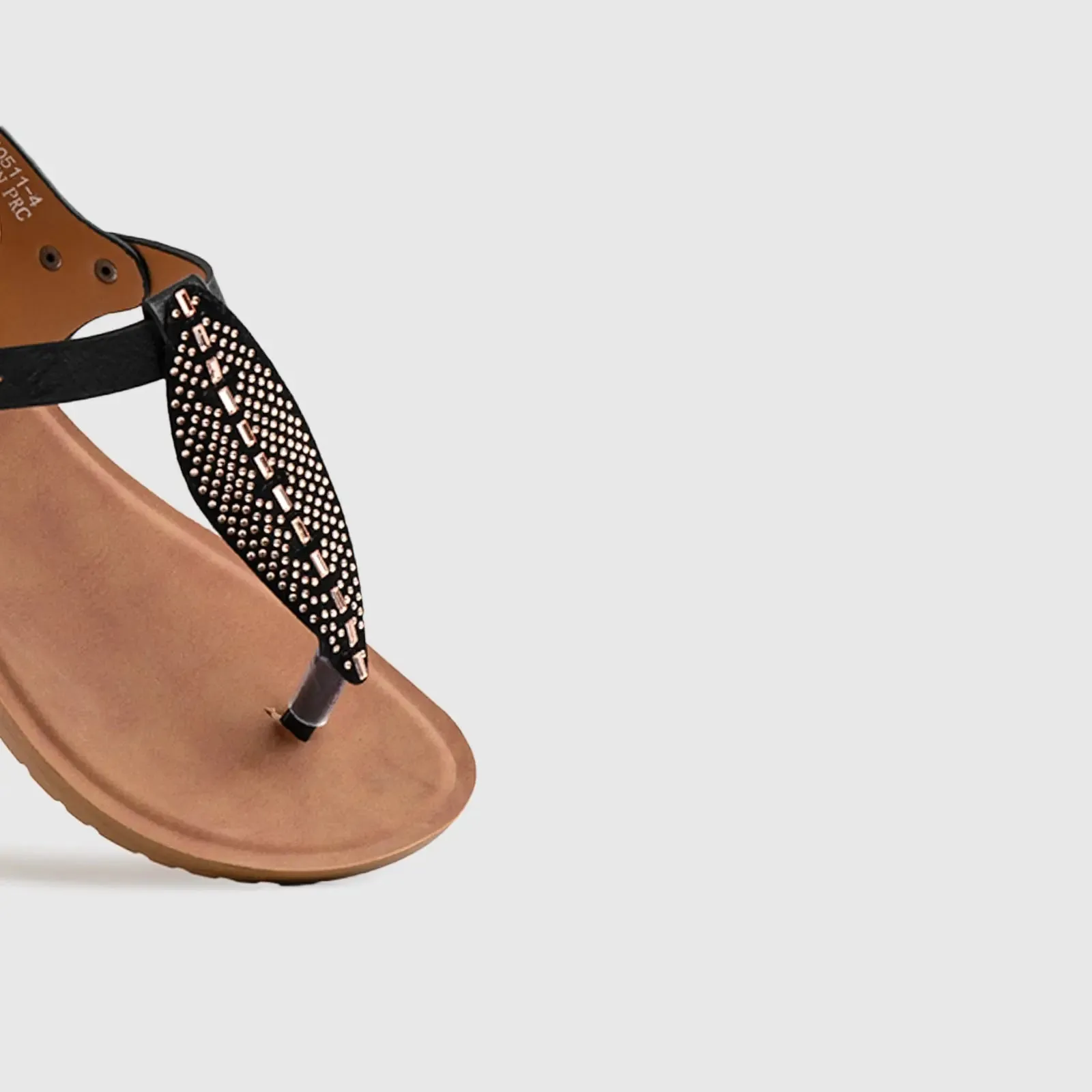 Ladies Thong Strap Sandal Black 10511