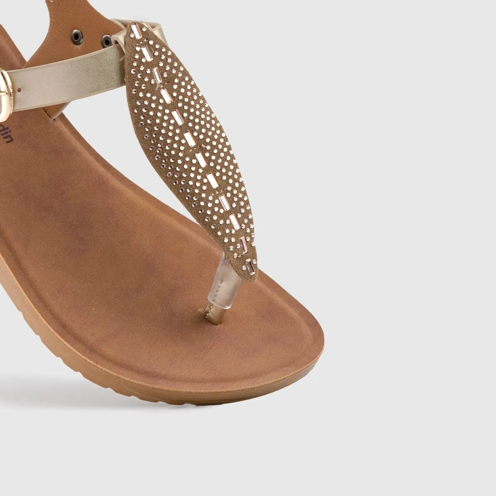 Ladies Thong Strap Sandal Gold 10511