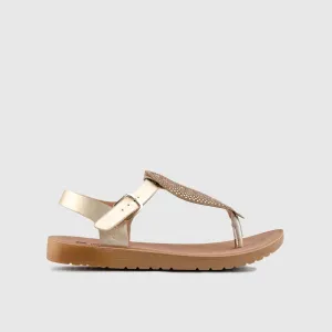 Ladies Thong Strap Sandal Gold 10511