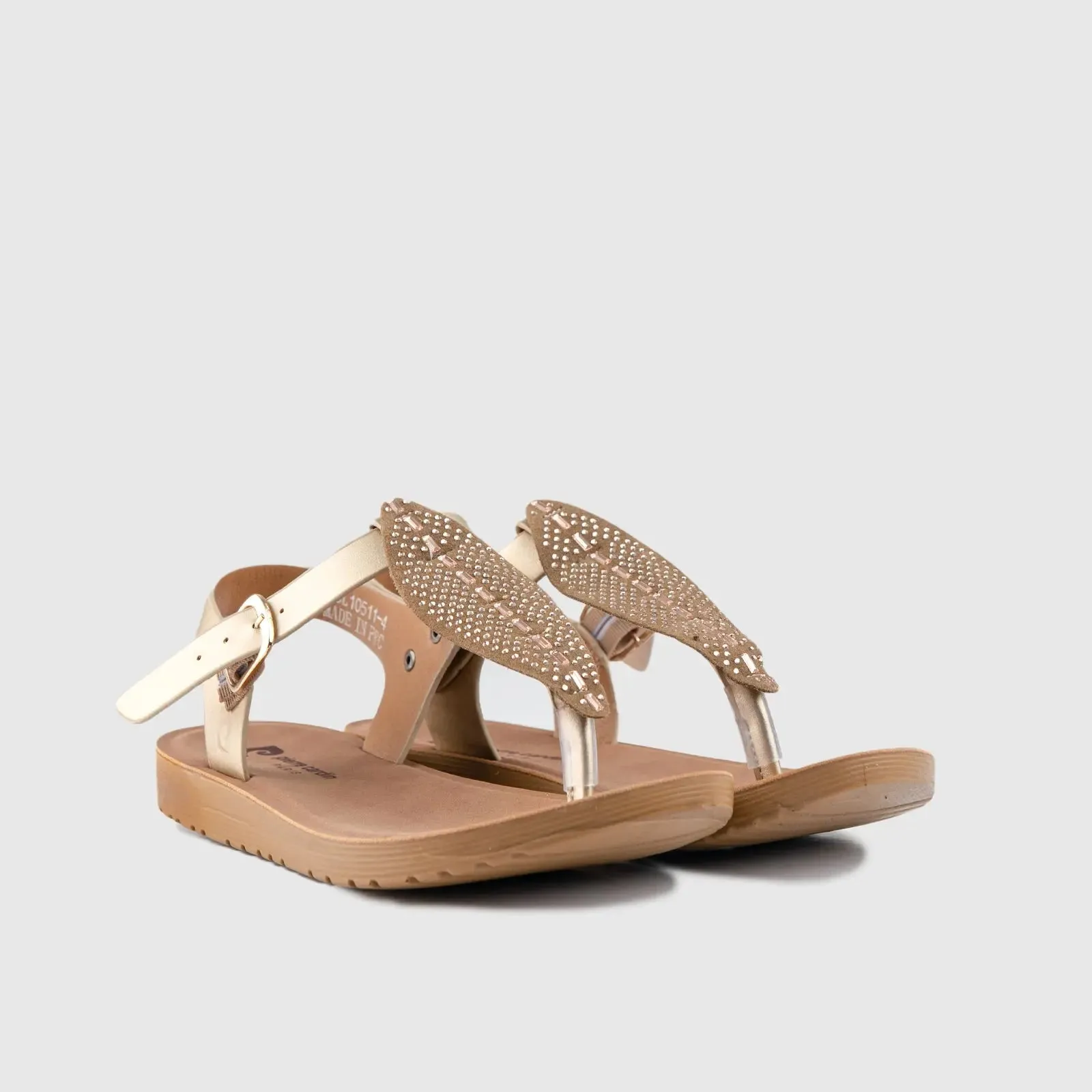 Ladies Thong Strap Sandal Gold 10511