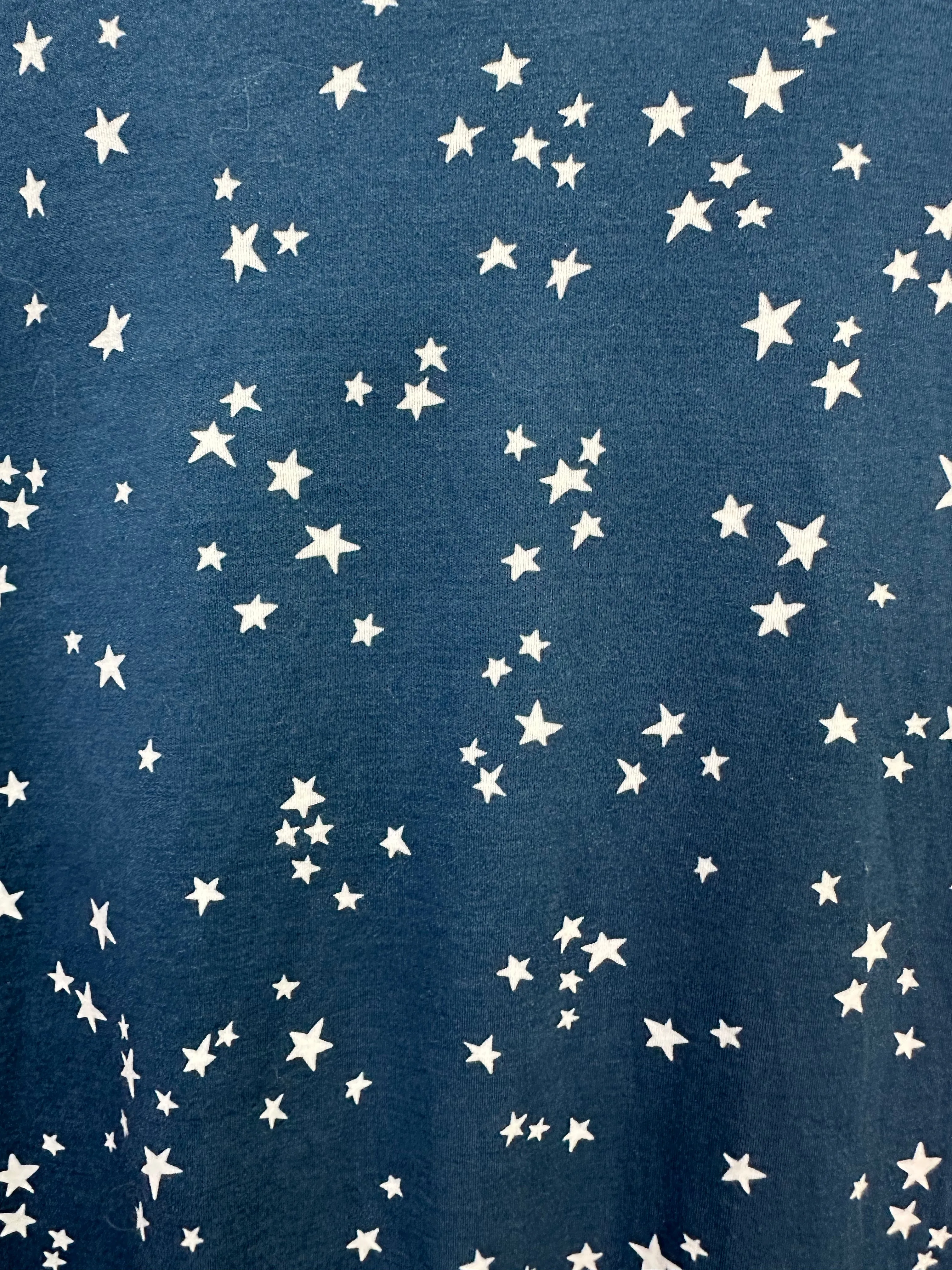 LAKE navy white Stars Print Pima Cotton Short Sleeve Sleep Dress Nightgown - S