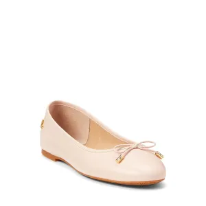Lauren Ralph Lauren Jayna Ballet Flat for Women - Leather Upper and Breathable Textile Lining with Lightly Padded Footbed Light Pink 8 B - Medium