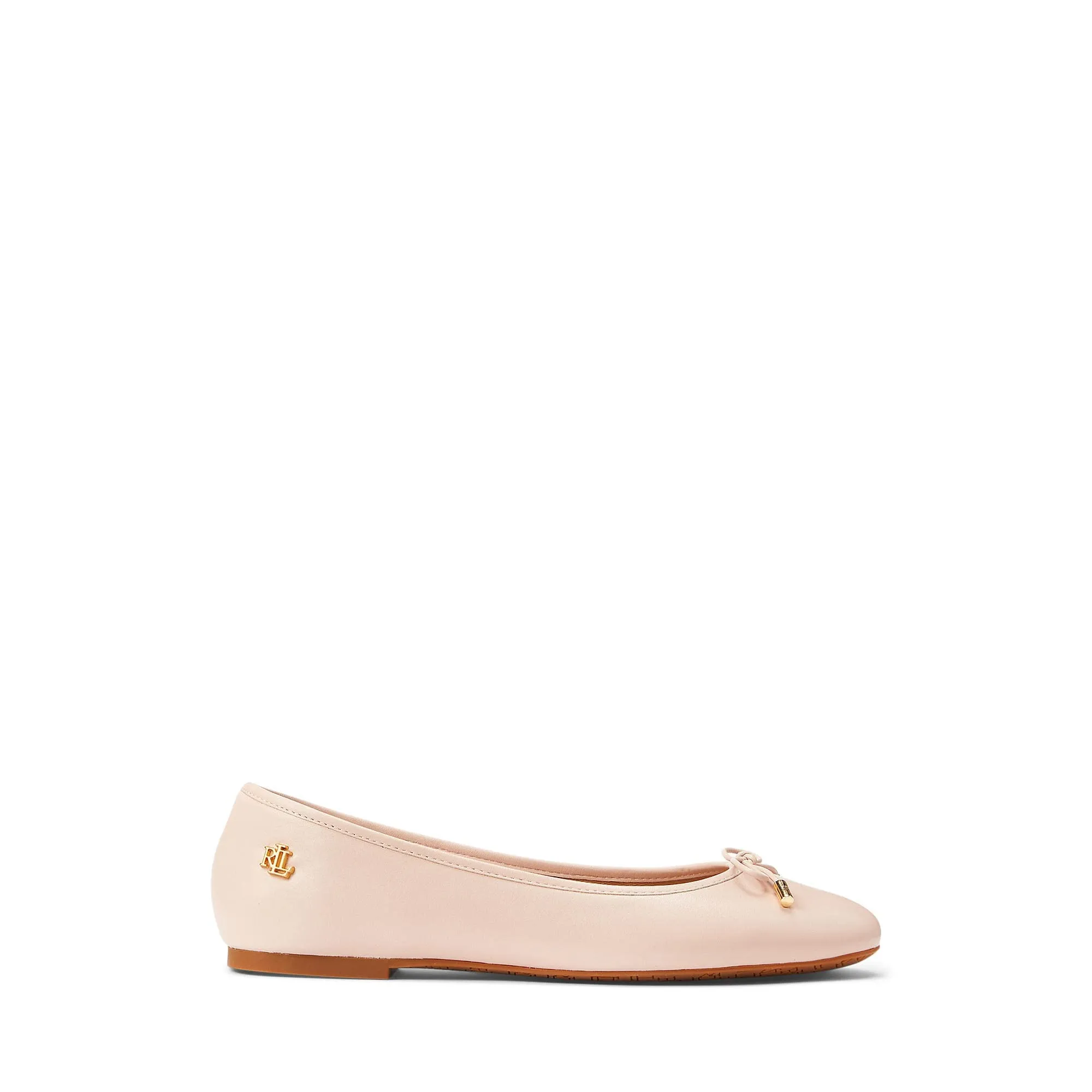 Lauren Ralph Lauren Jayna Ballet Flat for Women - Leather Upper and Breathable Textile Lining with Lightly Padded Footbed Light Pink 8 B - Medium