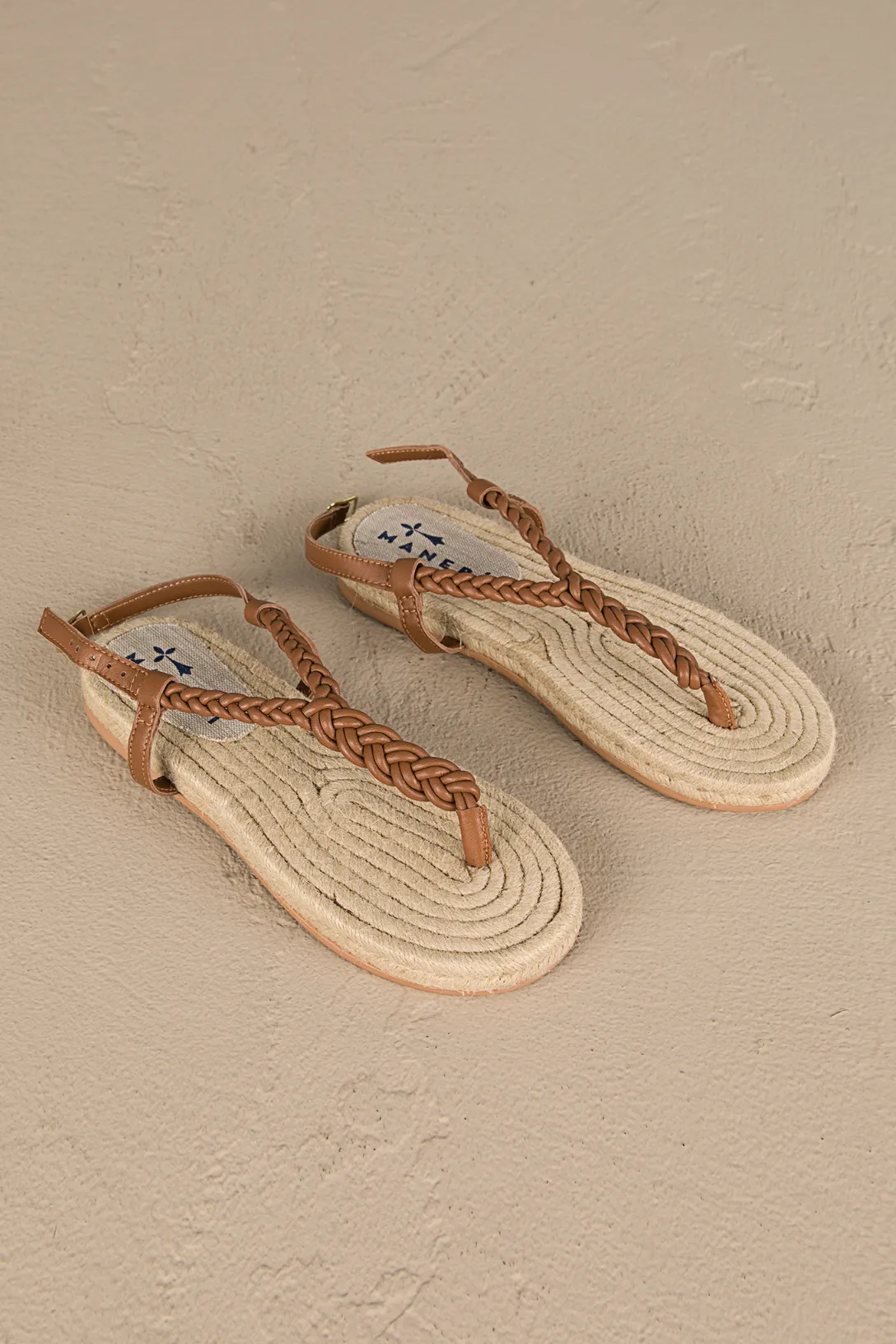 Leather Braid Ankle Strap Jute Sandals | Tan