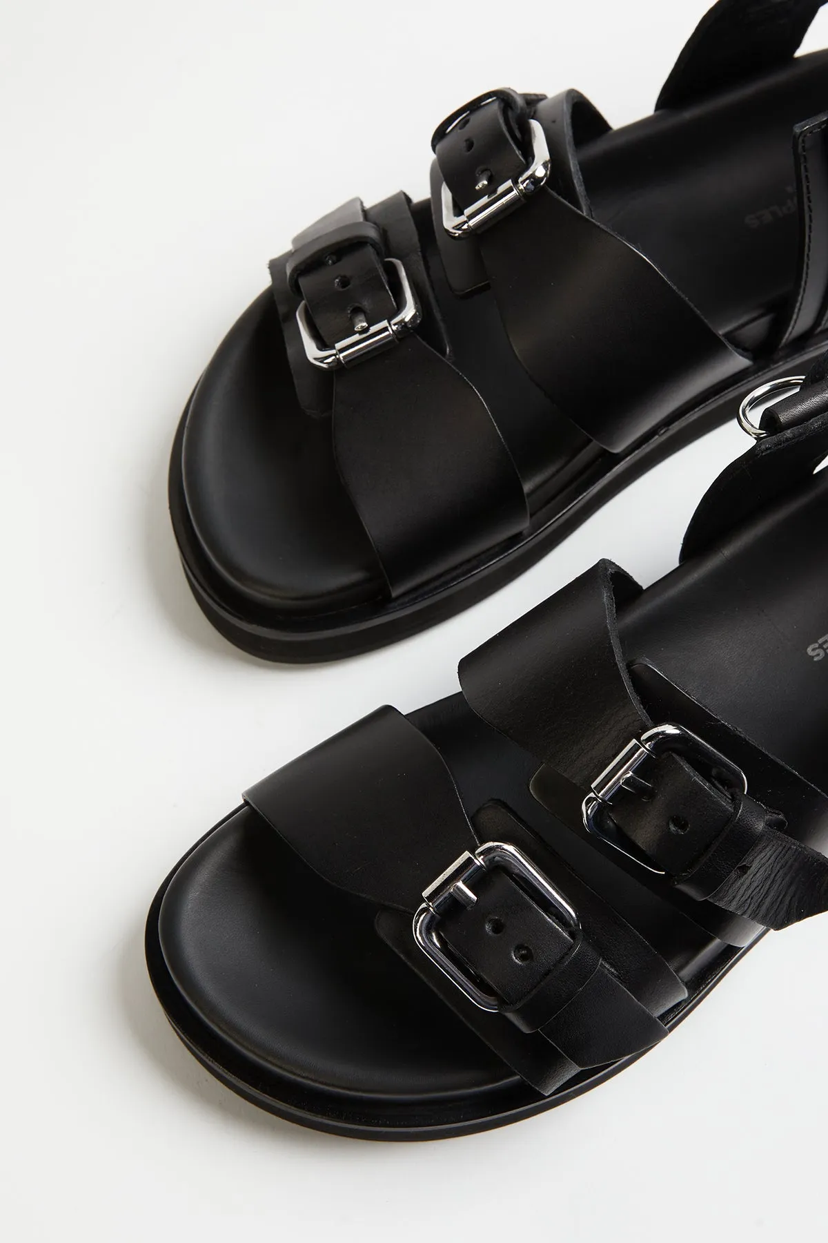 LEATHER PLATFORM SANDALS WITH ANKLE TIE