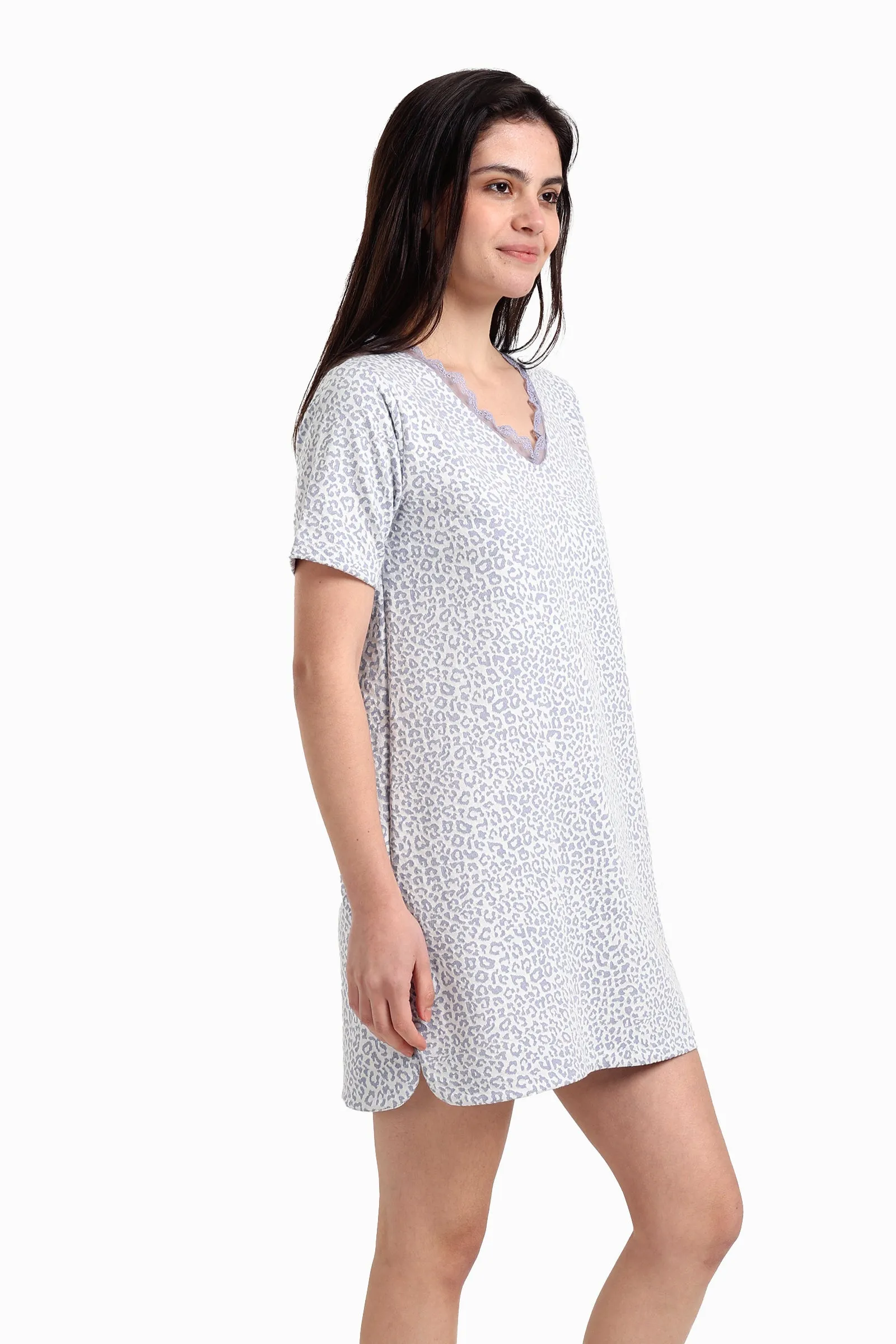 Leopard Print Short Nightgown