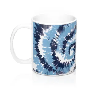 Light Blue & Navy Blue Tie Dye Coffee Mug