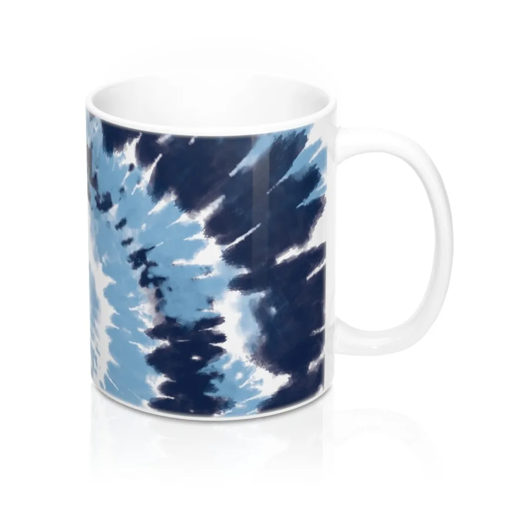 Light Blue & Navy Blue Tie Dye Coffee Mug
