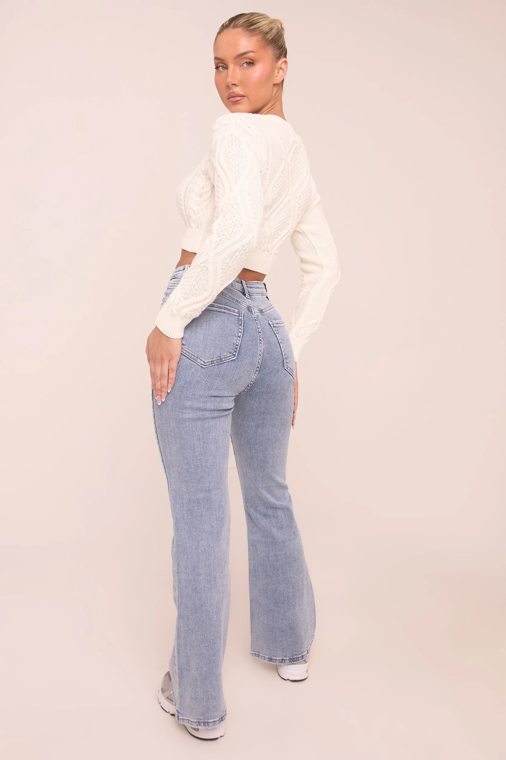 Light Blue Stretch Kick Flare Jeans - Aspen