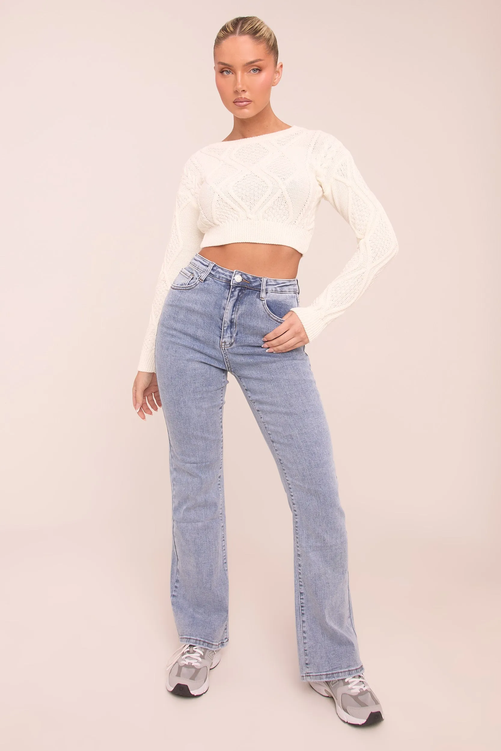 Light Blue Stretch Kick Flare Jeans - Aspen