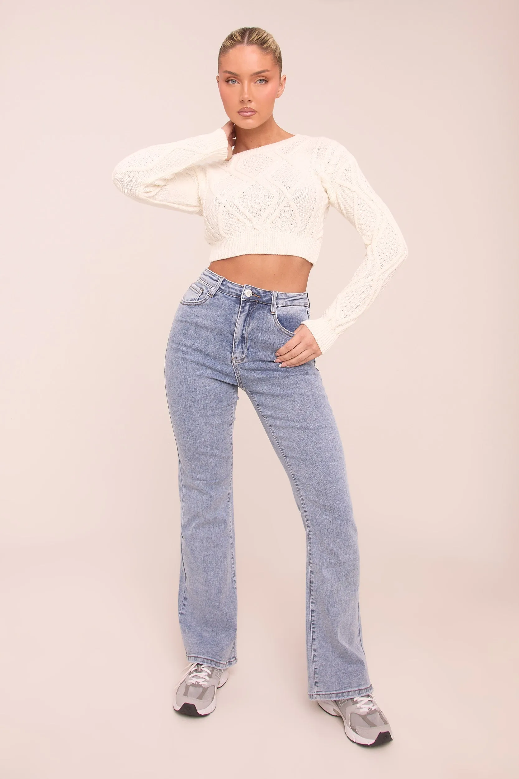 Light Blue Stretch Kick Flare Jeans - Aspen