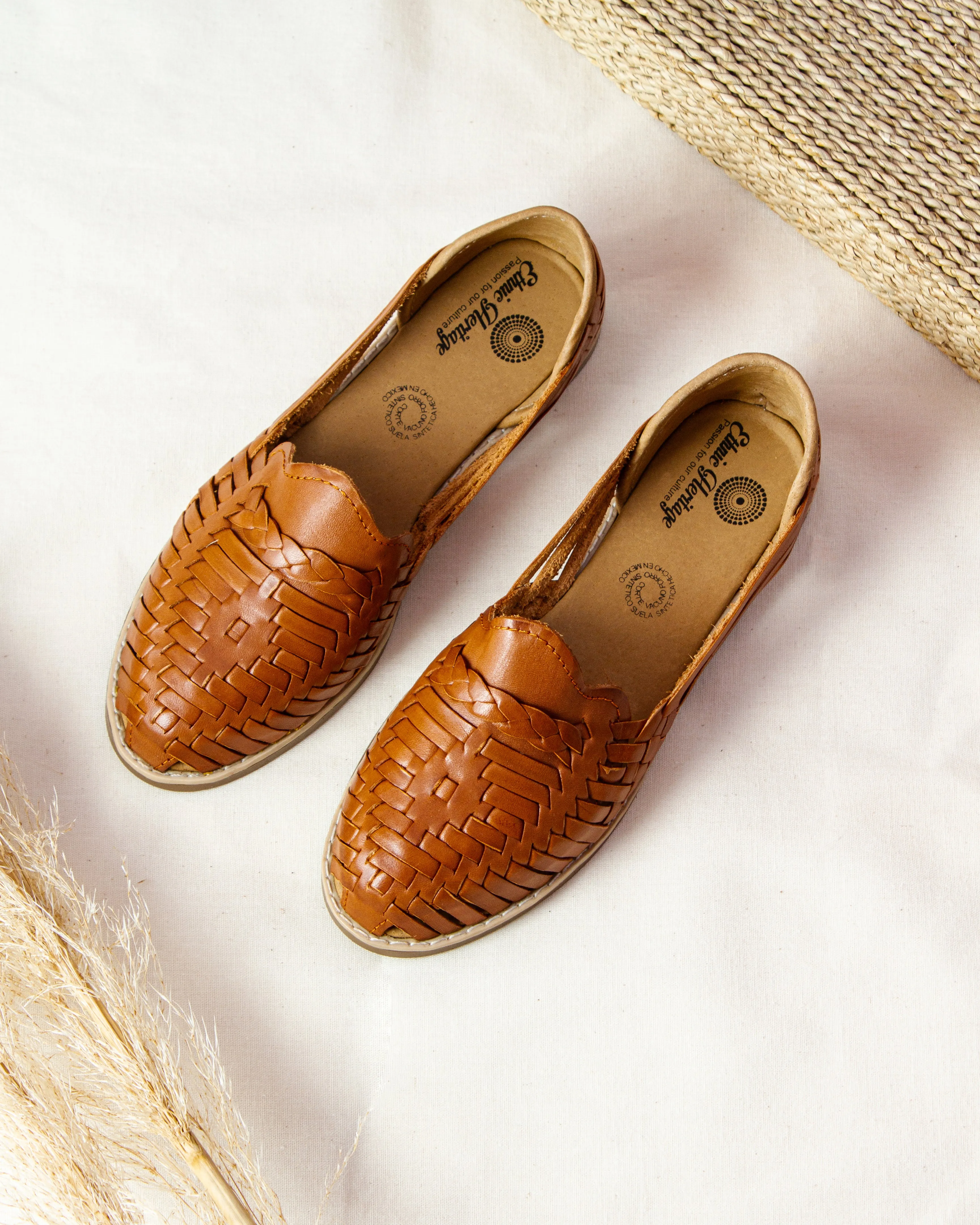 Light Brownies Leather Huarache Flat Sandals