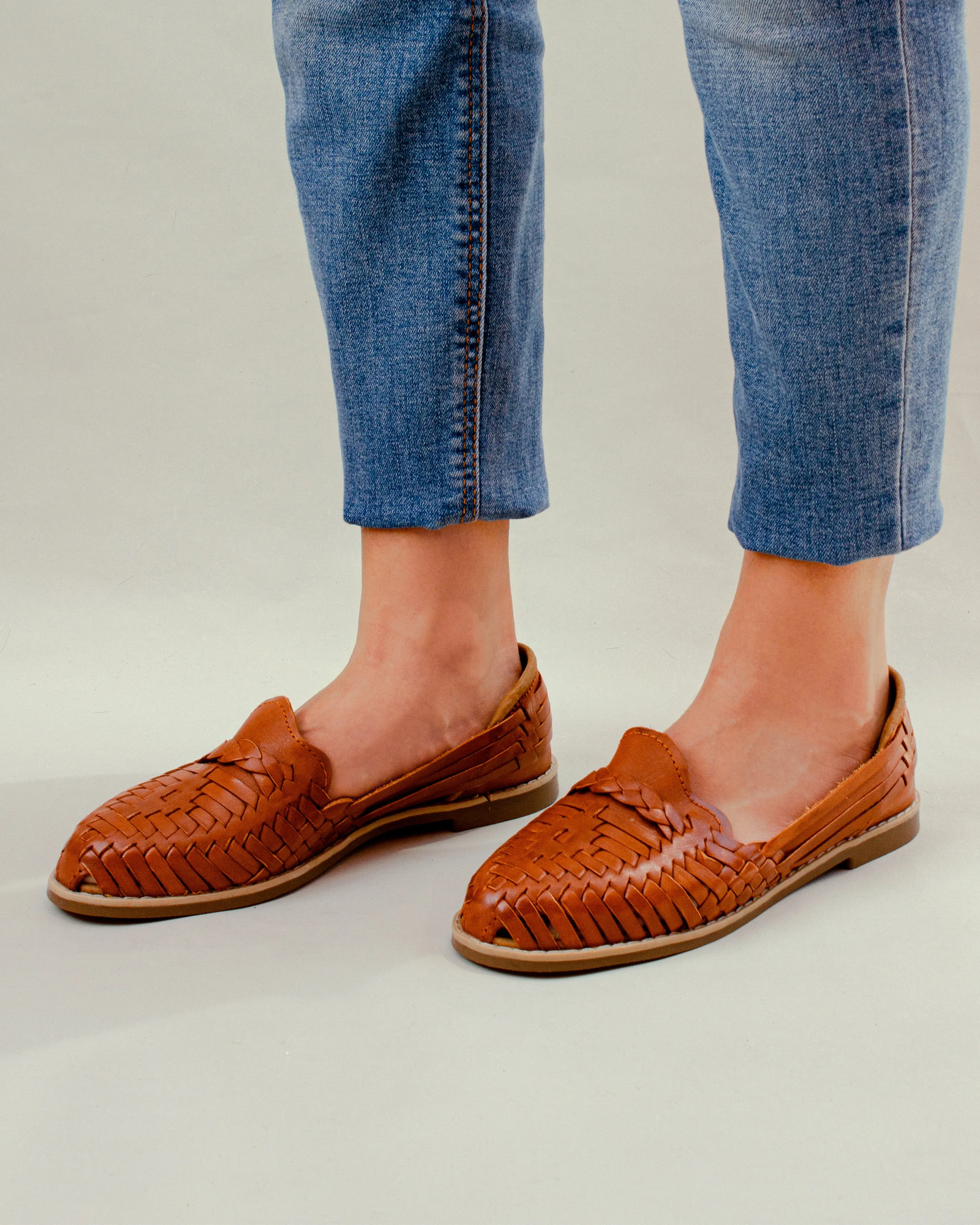 Light Brownies Leather Huarache Flat Sandals