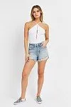 Light Denim High Rise Mom Shorts