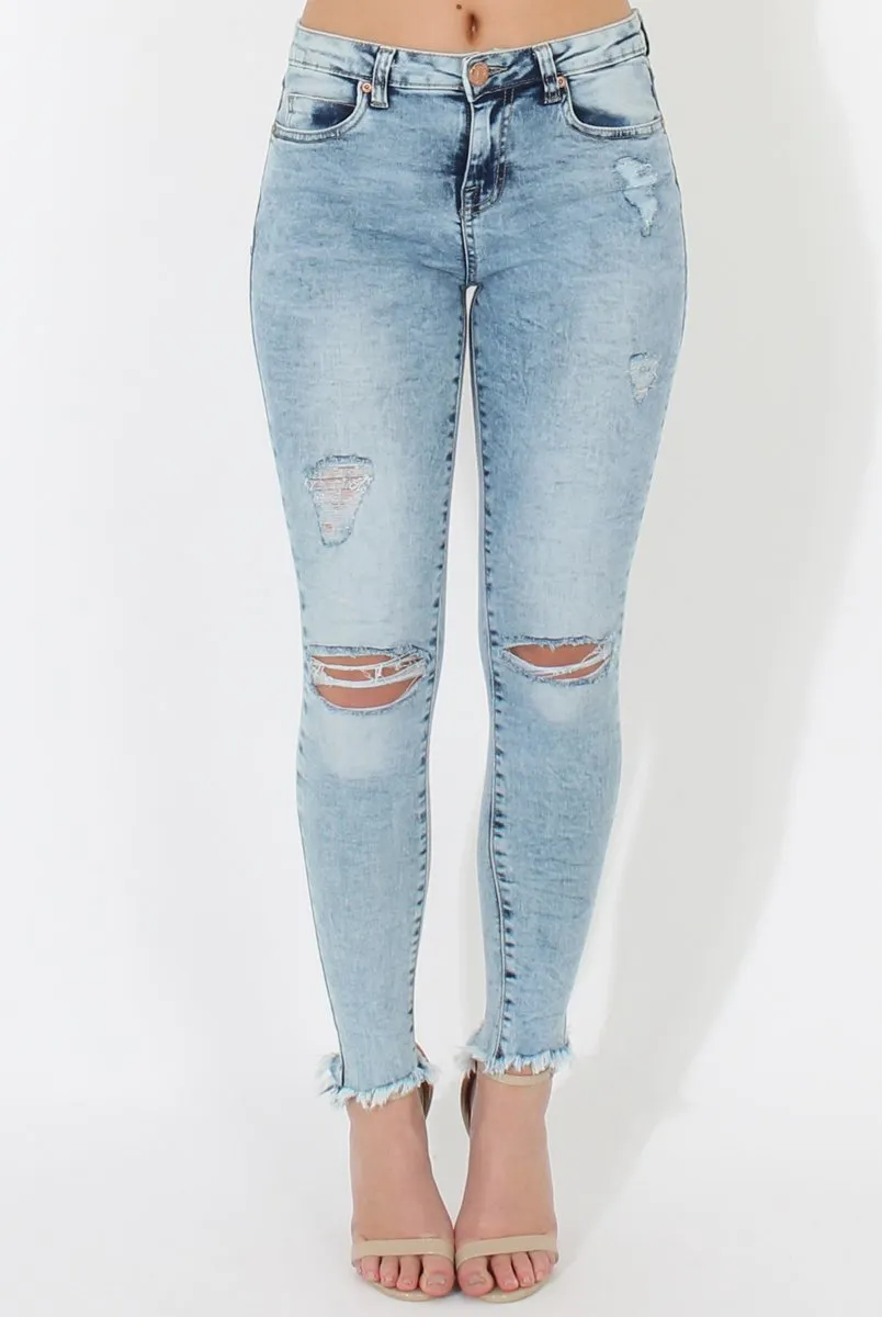 Light Denim Ripped Jeans - Morgan