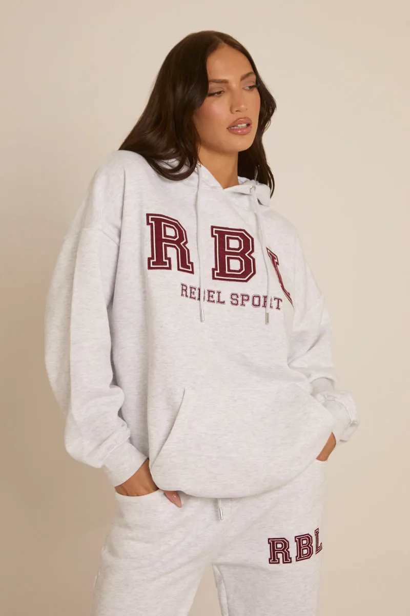 Light Grey Marl Rebel Sport Oversized Hoodie - Camilla