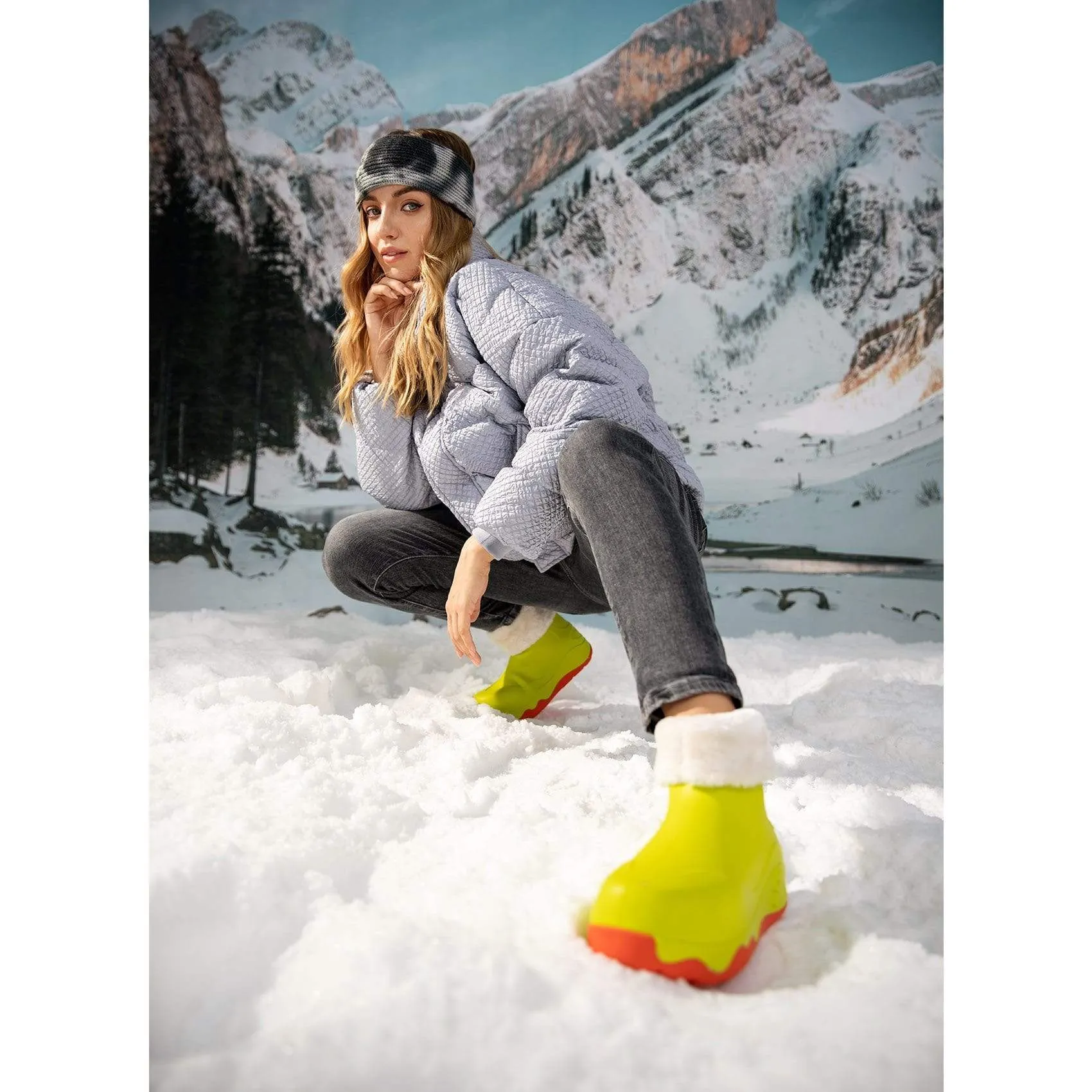 Light Lime Boots with Napped Linings Navarra Women