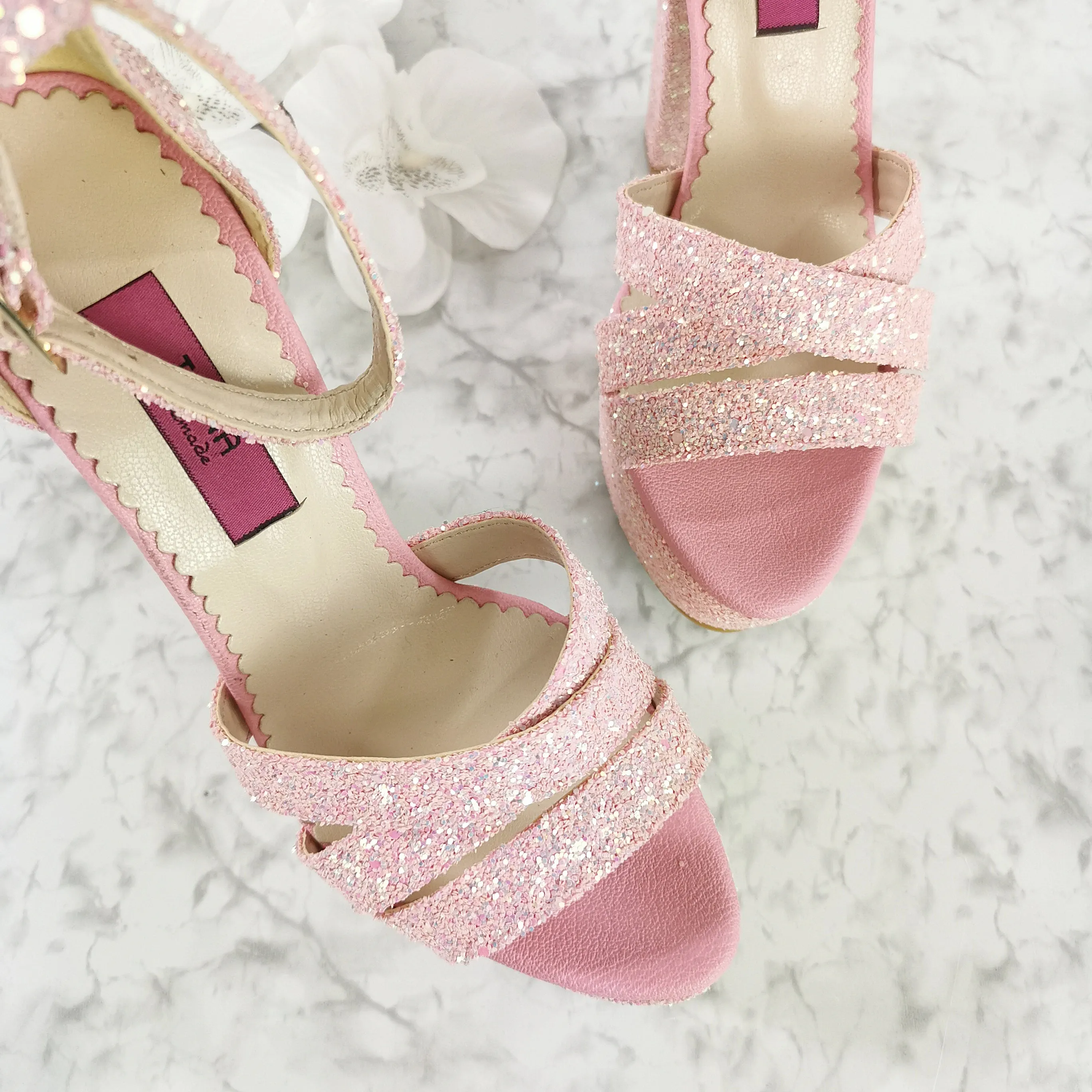 Light Pink Glitter Bridal High Heels