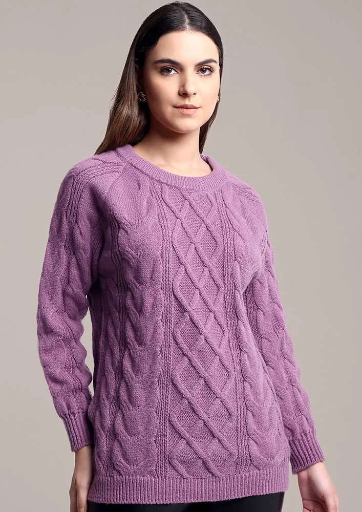 Light Purple Knitted loose Sweater