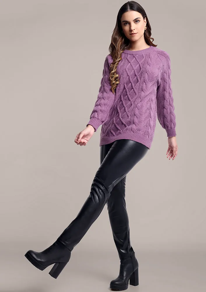 Light Purple Knitted loose Sweater