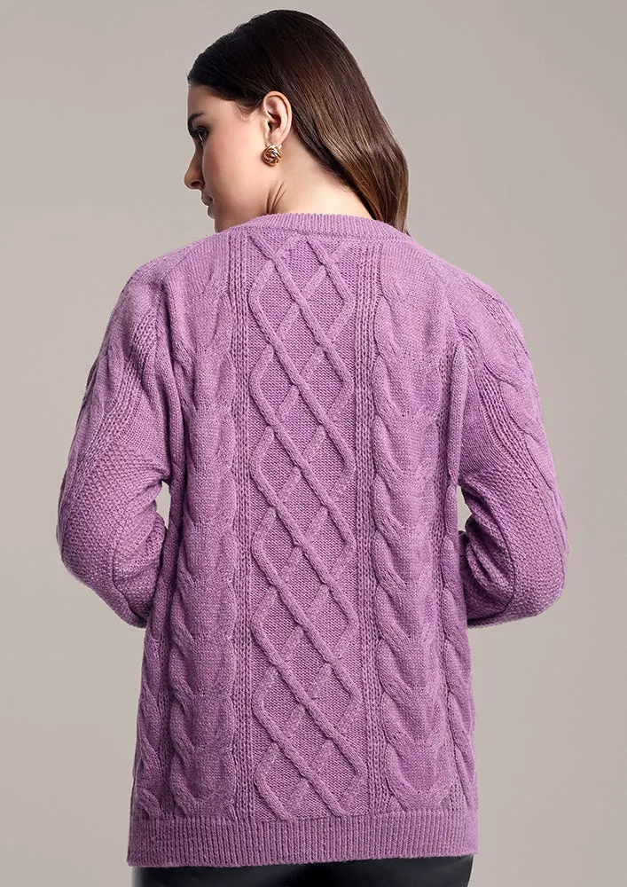 Light Purple Knitted loose Sweater