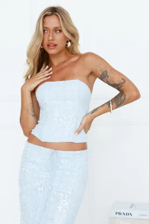 LIONESS She's All That Strapless Top Sky Blue