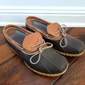 LL Bean Boots Mens Sz 10 W Wide Brown Duck Boots Low Top Waterproof Excellent