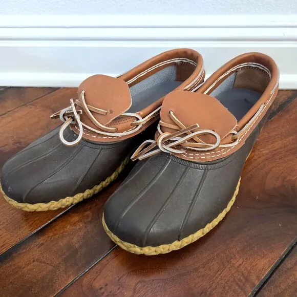 LL Bean Boots Mens Sz 10 W Wide Brown Duck Boots Low Top Waterproof Excellent