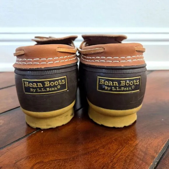 LL Bean Boots Mens Sz 10 W Wide Brown Duck Boots Low Top Waterproof Excellent