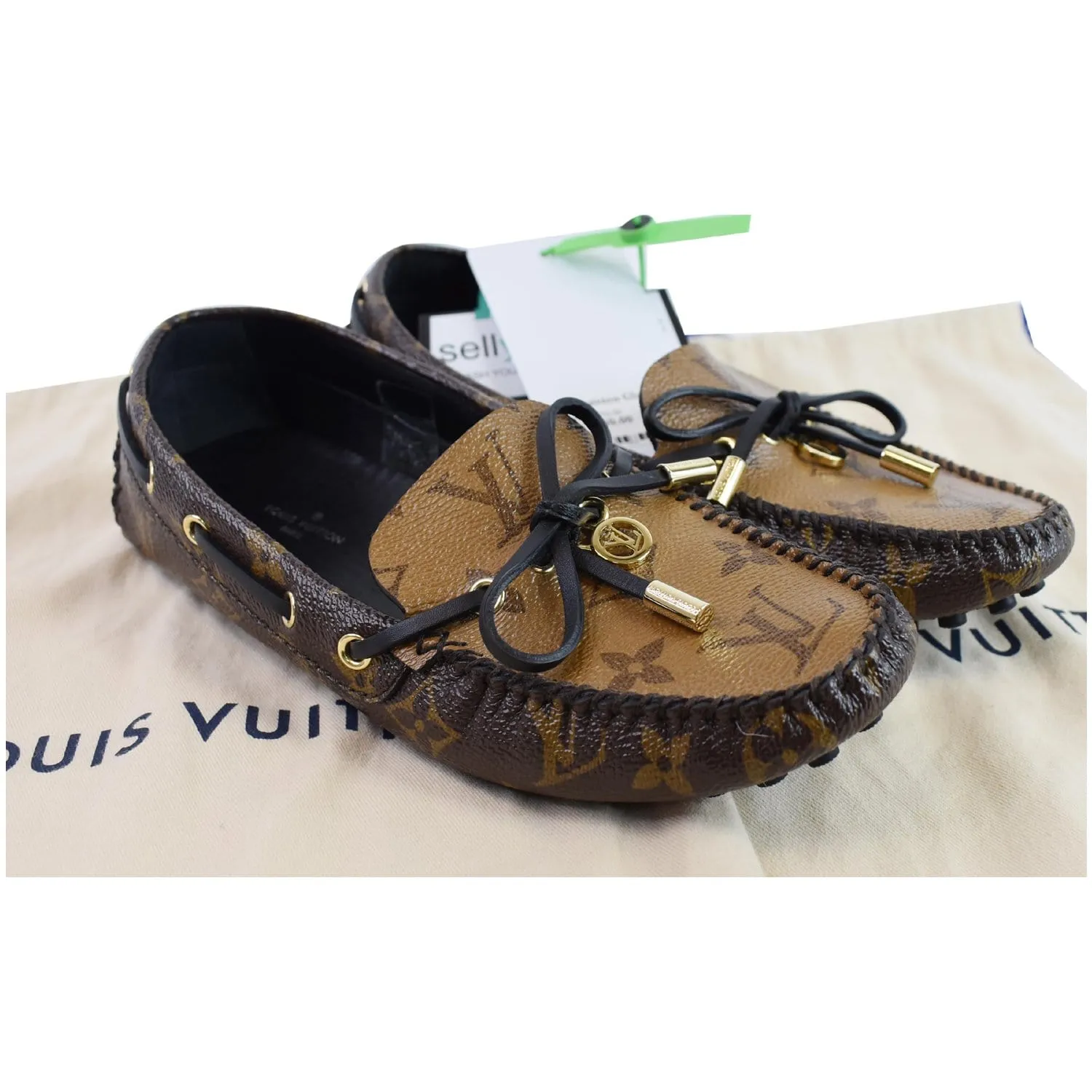 LOUIS VUITTON Classic Gloria Flat Monogram canvas Loafers Size 36