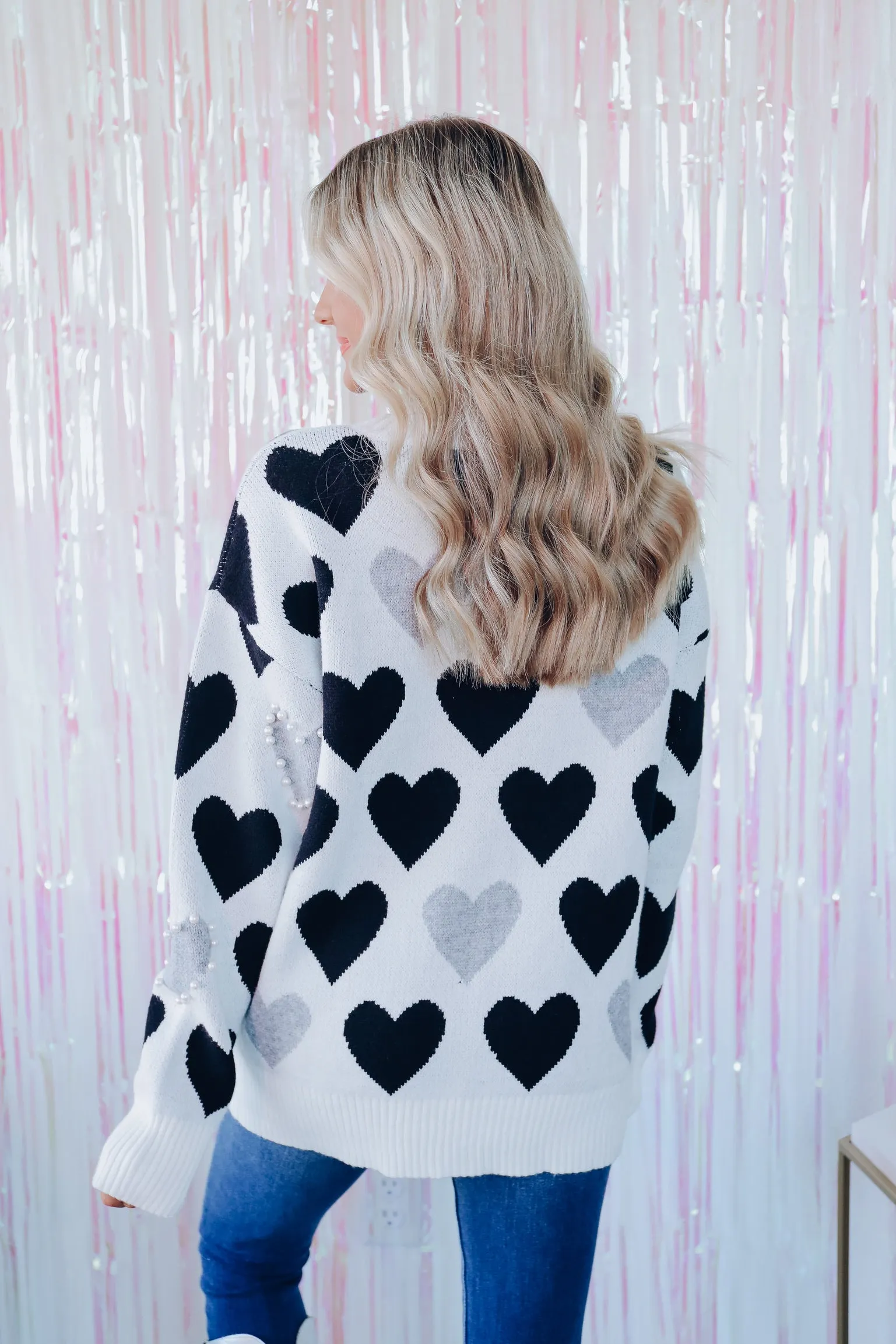 Love Is In The Air Heart Sweater - Black