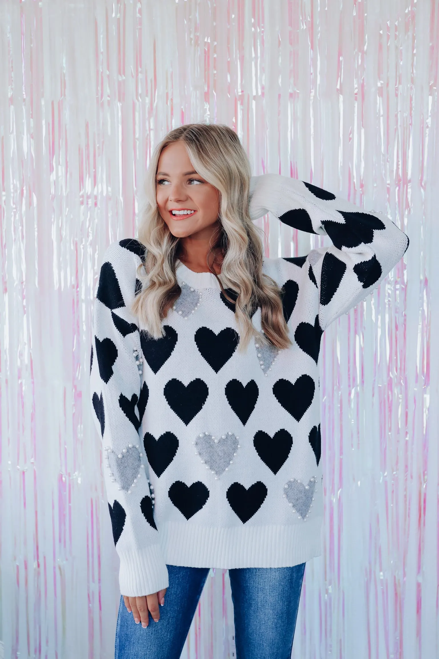 Love Is In The Air Heart Sweater - Black