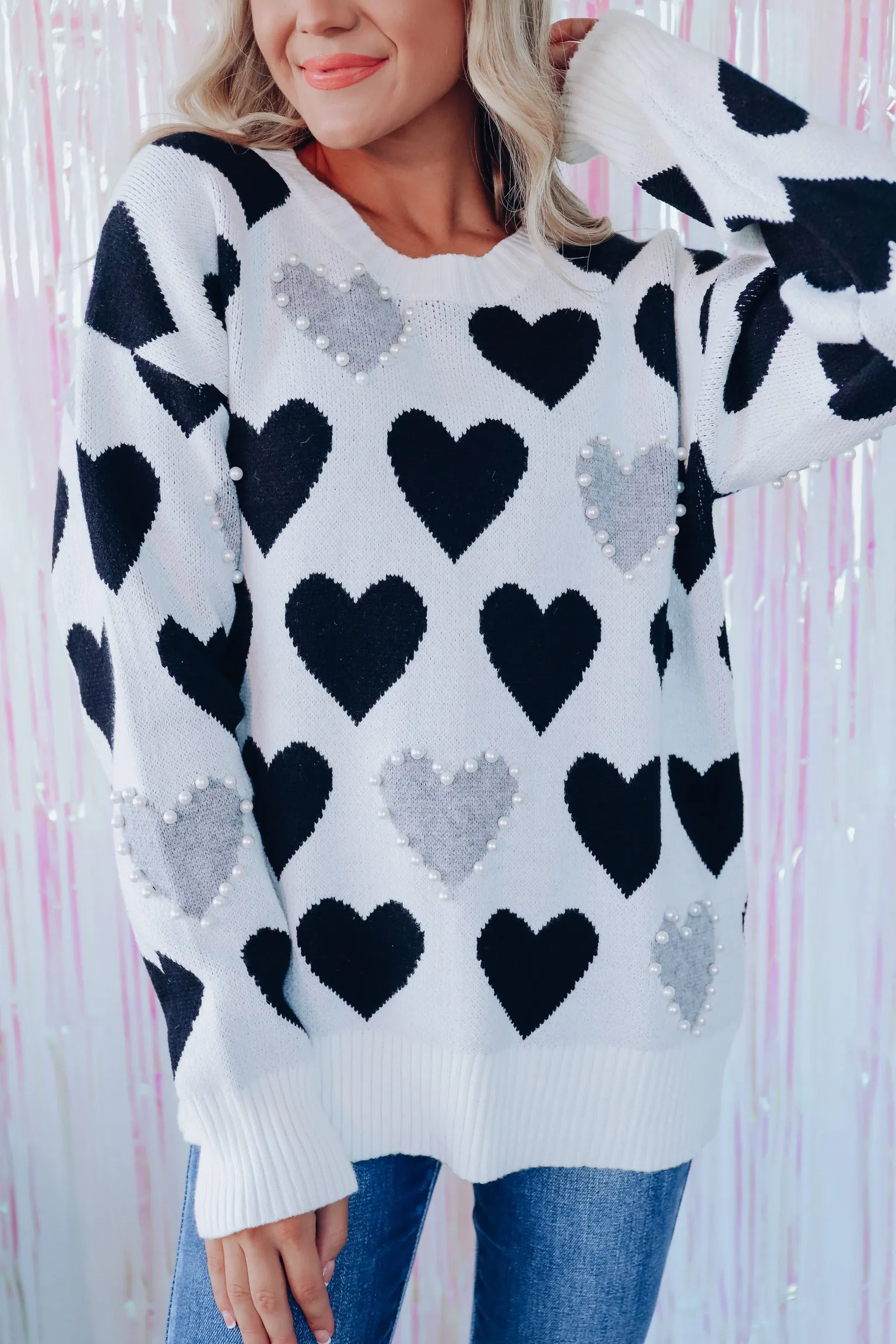 Love Is In The Air Heart Sweater - Black
