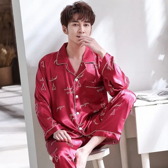 Lovers Winter Pajamas Couples Unisex Silk Sleepwear Soft Pyjama Sets Nightgown Women Pajama Sets Long Sleeve Men Lounge Pijamas