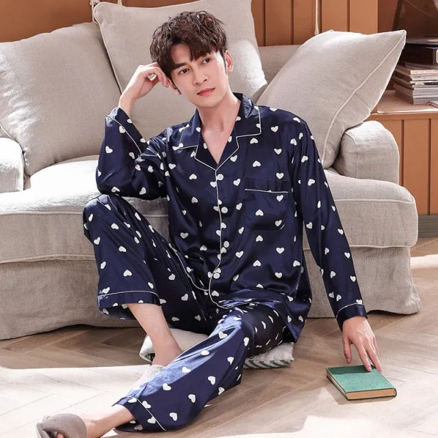 Lovers Winter Pajamas Couples Unisex Silk Sleepwear Soft Pyjama Sets Nightgown Women Pajama Sets Long Sleeve Men Lounge Pijamas