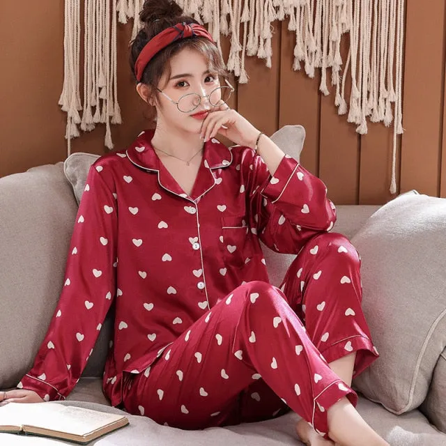 Lovers Winter Pajamas Couples Unisex Silk Sleepwear Soft Pyjama Sets Nightgown Women Pajama Sets Long Sleeve Men Lounge Pijamas