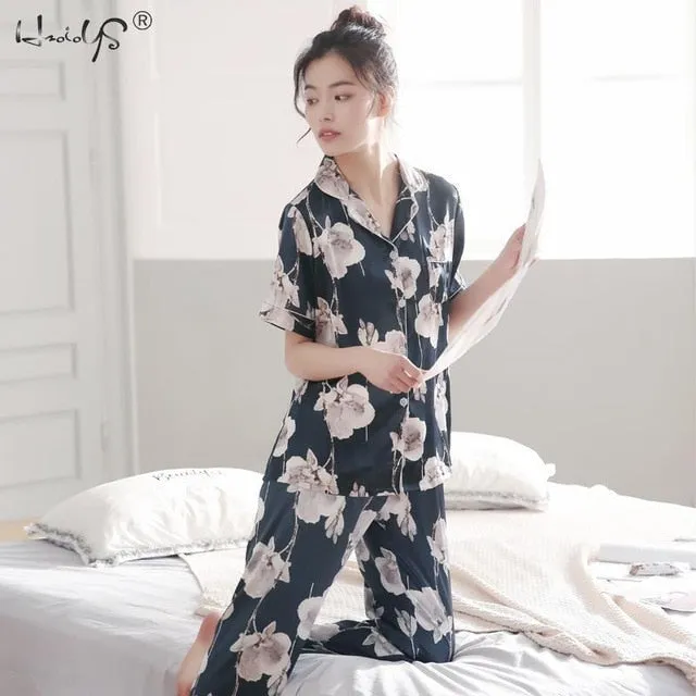 Lovers Winter Pajamas Couples Unisex Silk Sleepwear Soft Pyjama Sets Nightgown Women Pajama Sets Long Sleeve Men Lounge Pijamas
