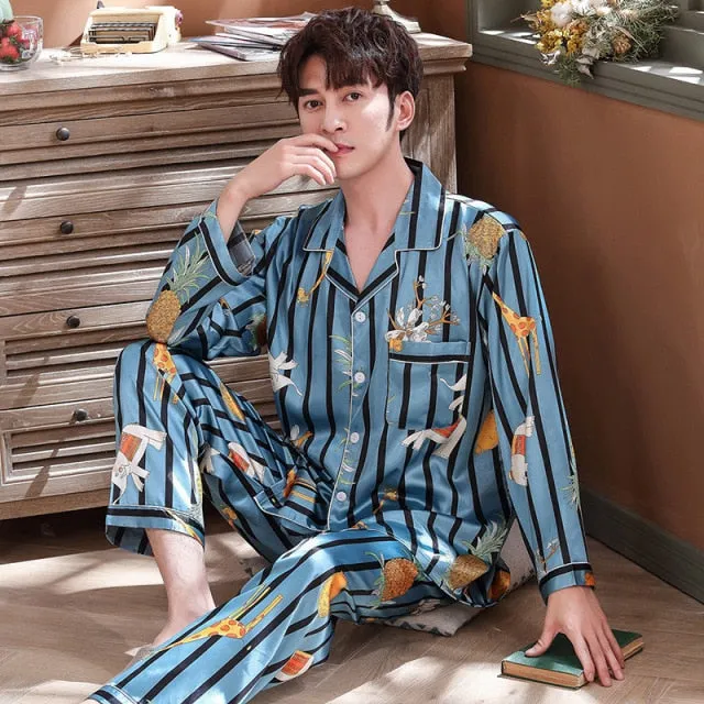 Lovers Winter Pajamas Couples Unisex Silk Sleepwear Soft Pyjama Sets Nightgown Women Pajama Sets Long Sleeve Men Lounge Pijamas