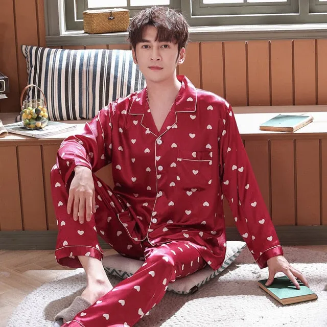 Lovers Winter Pajamas Couples Unisex Silk Sleepwear Soft Pyjama Sets Nightgown Women Pajama Sets Long Sleeve Men Lounge Pijamas