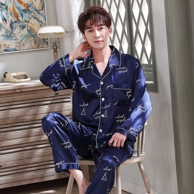 Lovers Winter Pajamas Couples Unisex Silk Sleepwear Soft Pyjama Sets Nightgown Women Pajama Sets Long Sleeve Men Lounge Pijamas