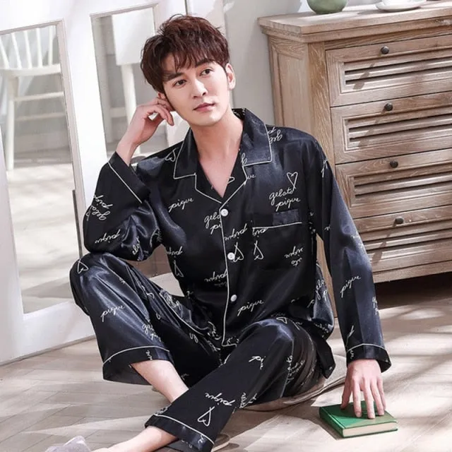 Lovers Winter Pajamas Couples Unisex Silk Sleepwear Soft Pyjama Sets Nightgown Women Pajama Sets Long Sleeve Men Lounge Pijamas