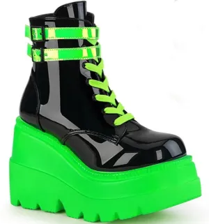 Luminous Envy' Neon Green Demonia Platform Boots