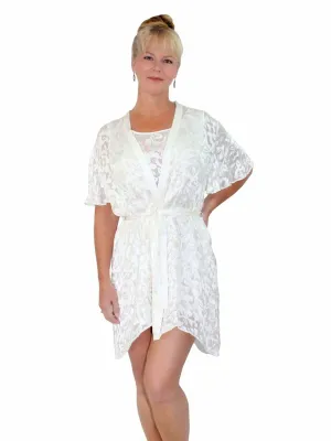 Luxury Nightgown and Robe Set Silk Burnout Short Peignoir Set
