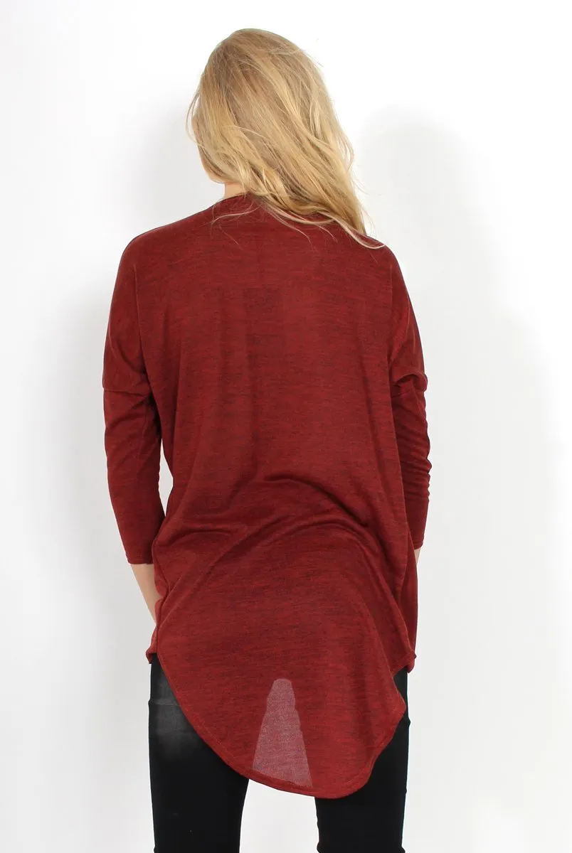 Macy Rust Cross Over Dropped Hem Top