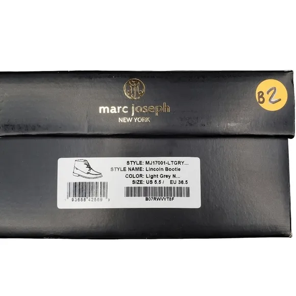 Marc Joseph | NIB Lincoln Bootie Light Grey Nubuck Leather Lace Up Boots Boy 5.5