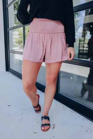 Mauve Smocked Shorts