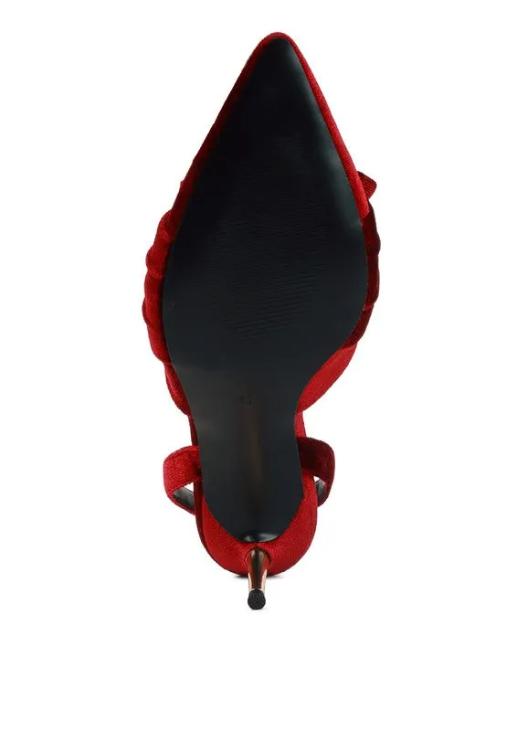 Mayfair Red or Black Velvet High Heel Mule Slingback Sandals