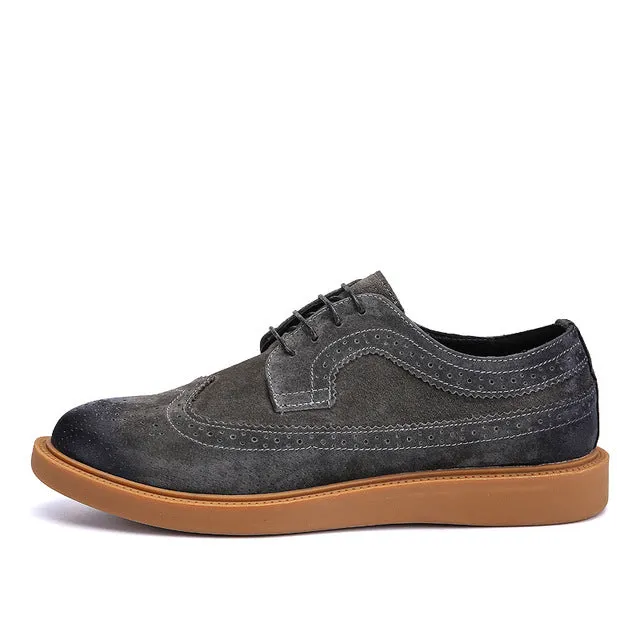 Men Casual Comfortable Lace-up Shoes Spring Autumn Outdoors Wear Massage Waterproof Flats Men Spring Bullock Carved shoes