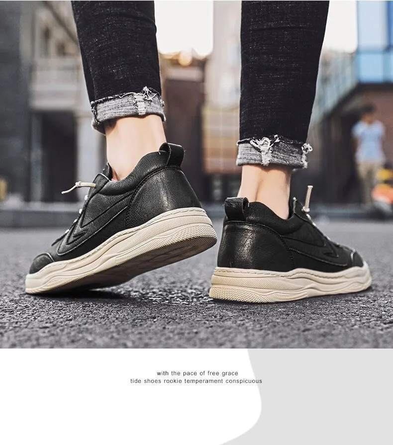 Men Shoes Sneakers Autumn Lightweight Comfortable Leather Men Casual Shoe Male Lace Up Sneakers Non-slip Fashion Flats Shoes